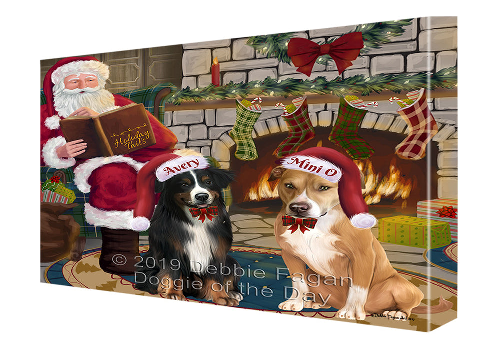 Custom Art Personalized Pet Photo and Name Customization Canvas Print Wall Art in Fire Holiday Tails