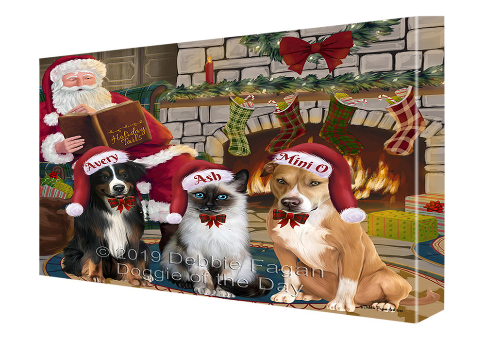 Custom Art Personalized Pet Photo and Name Customization Canvas Print Wall Art in Fire Holiday Tails