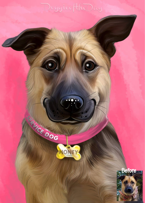 Digital Painting PERSONALIZED Caricature PET PORTRAIT! Custom Pet Dog or Cat Art