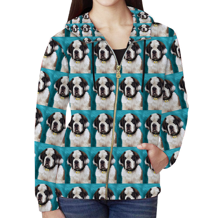 Add Your PERSONALIZED PET Painting Portrait on Full Zip Women's Hoodie