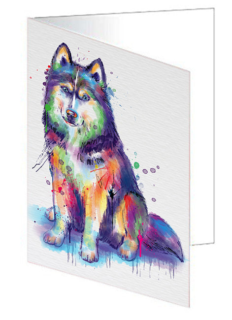 Watercolor Siberian Husky Dog Handmade Artwork Assorted Pets Greeting Cards and Note Cards with Envelopes for All Occasions and Holiday Seasons GCD76784