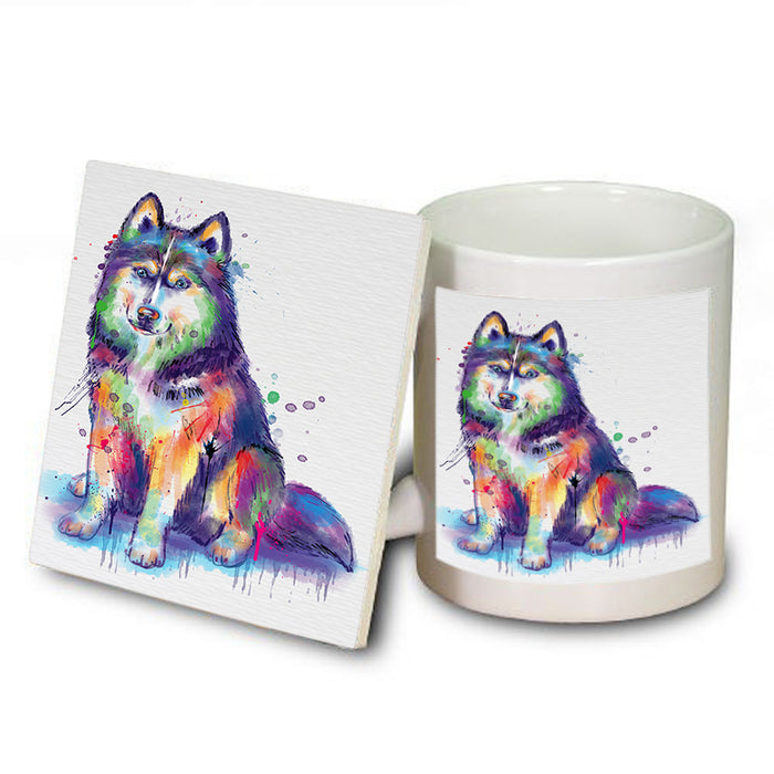 Watercolor Siberian Husky Dog Mug and Coaster Set MUC57082