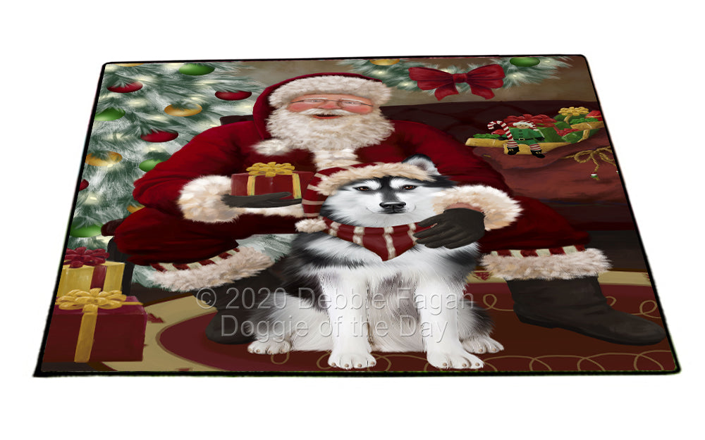Santa's Christmas Surprise Siberian Husky Dog Indoor/Outdoor Welcome Floormat - Premium Quality Washable Anti-Slip Doormat Rug FLMS57469
