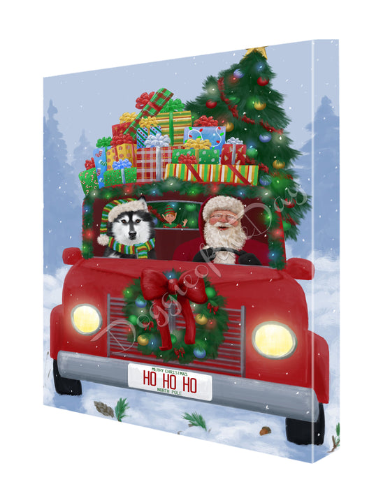 Christmas Honk Honk Here Comes Santa with Siberian Husky Dog Canvas Print Wall Art Décor CVS146870