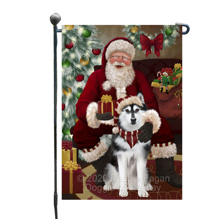 Santa's Christmas Surprise Siberian Husky Dog Garden Flag GFLG66748