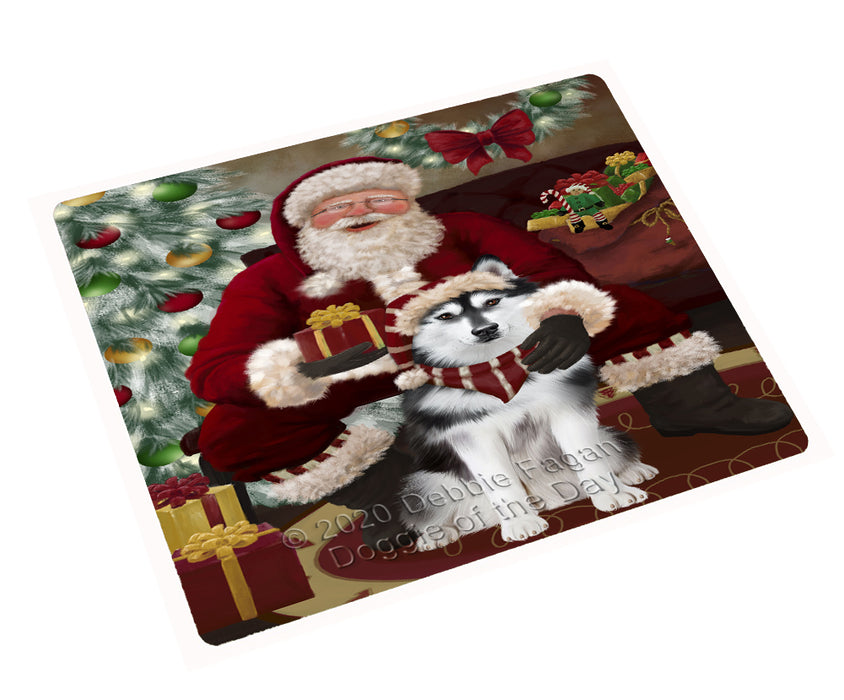 Santa's Christmas Surprise Siberian Husky Dog Cutting Board - Easy Grip Non-Slip Dishwasher Safe Chopping Board Vegetables C78649