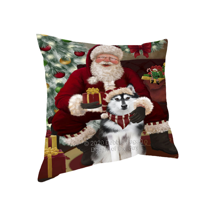 Santa's Christmas Surprise Siberian Husky Dog Pillow PIL87212