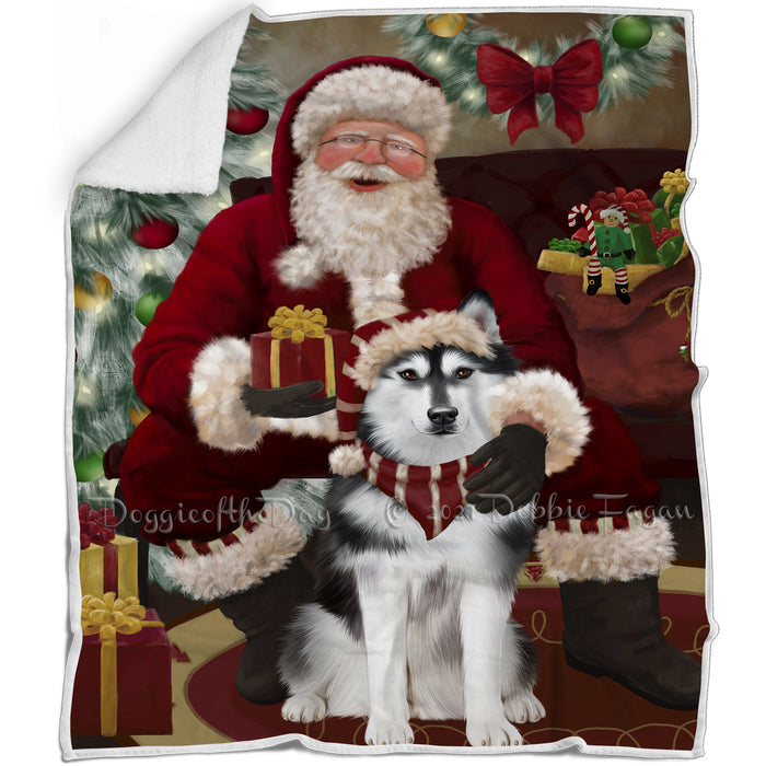 Santa's Christmas Surprise Siberian Husky Dog Blanket BLNKT142248