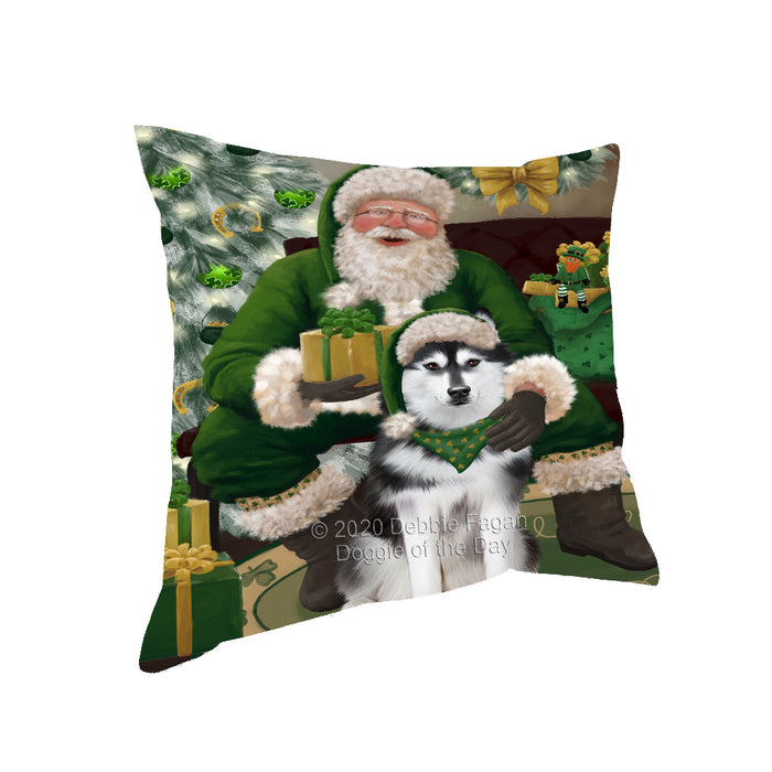 Christmas Irish Santa with Gift and Havanese Dog Pillow PIL86816
