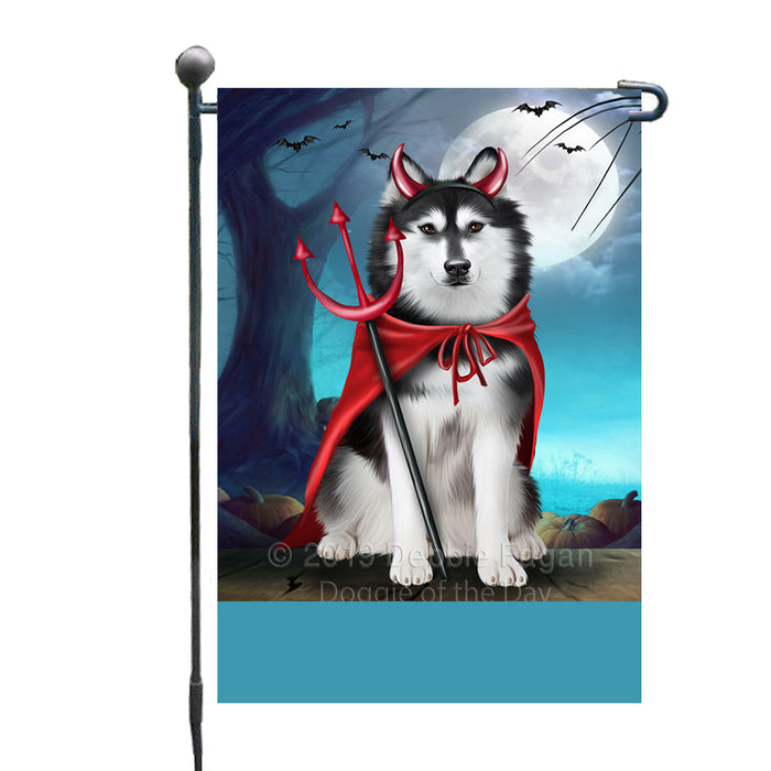 Personalized Happy Halloween Trick or Treat Siberian Husky Dog Devil Custom Garden Flag GFLG64473
