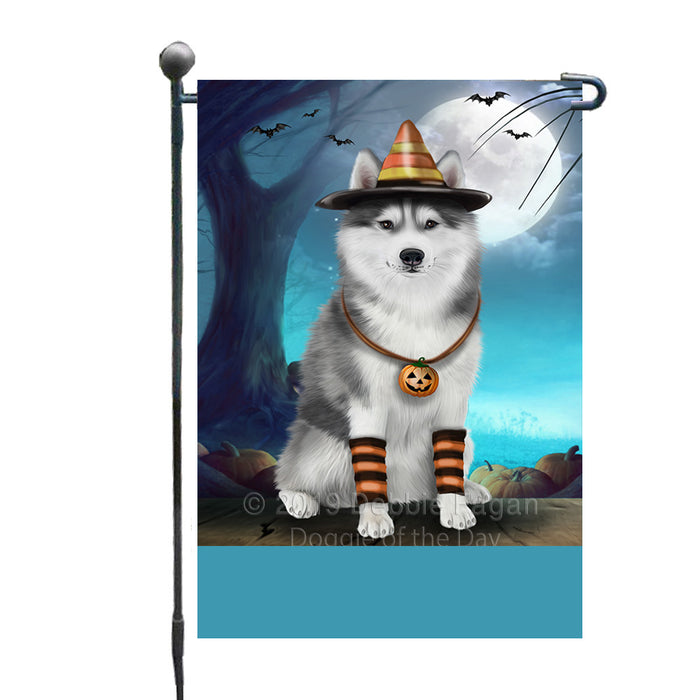 Personalized Happy Halloween Trick or Treat Siberian Husky Dog Candy Corn Custom Garden Flag GFLG64418