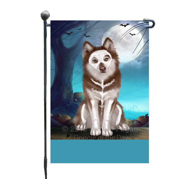 Personalized Happy Halloween Trick or Treat Siberian Husky Dog Skeleton Custom Garden Flag GFLG64528