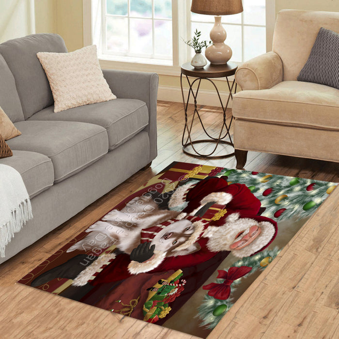 Santa's Christmas Surprise Siberian Husky Dog Polyester Living Room Carpet Area Rug ARUG67587