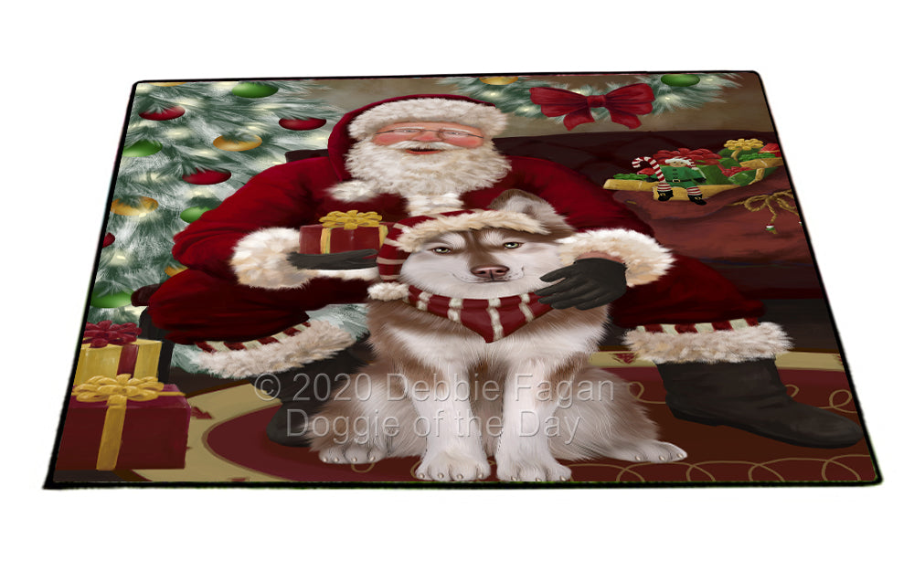 Santa's Christmas Surprise Siberian Husky Dog Indoor/Outdoor Welcome Floormat - Premium Quality Washable Anti-Slip Doormat Rug FLMS57472