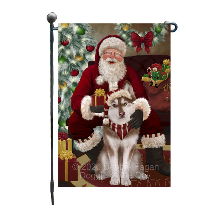 Santa's Christmas Surprise Siberian Husky Dog Garden Flag GFLG66749
