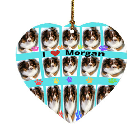 Custom Add Your Photo Here PET Dog Cat Photos on Heart Christmas Ornament