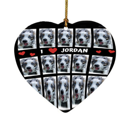 Custom Add Your Photo Here PET Dog Cat Photos on Heart Christmas Ornament