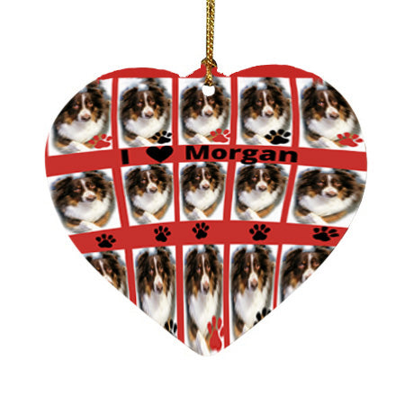Custom Add Your Photo Here PET Dog Cat Photos on Heart Christmas Ornament