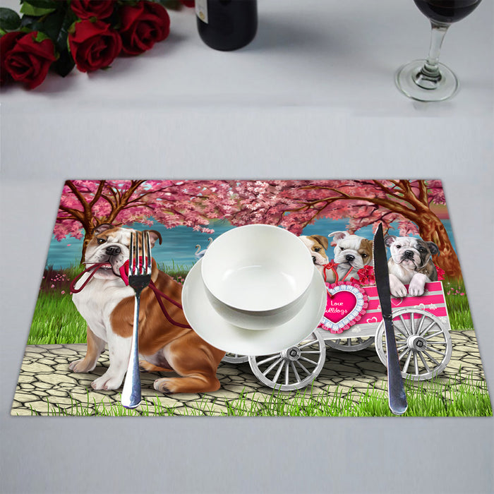 I Love Bulldogs in a Cart Placemat