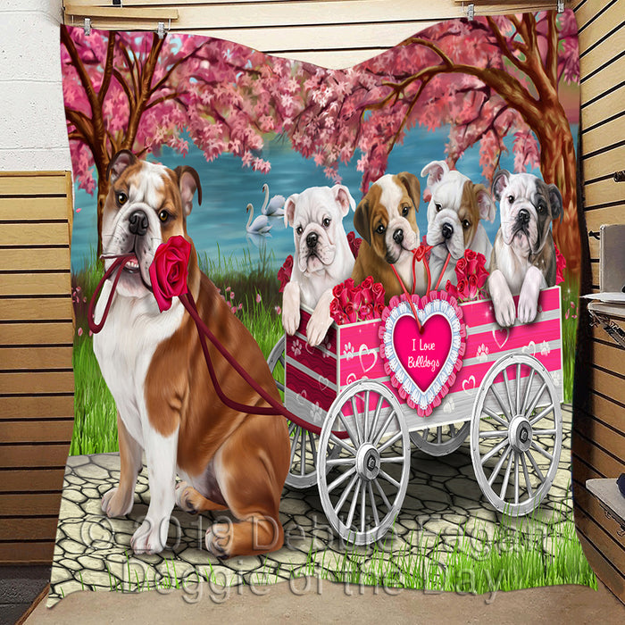 I Love Bulldogs in a Cart Quilt