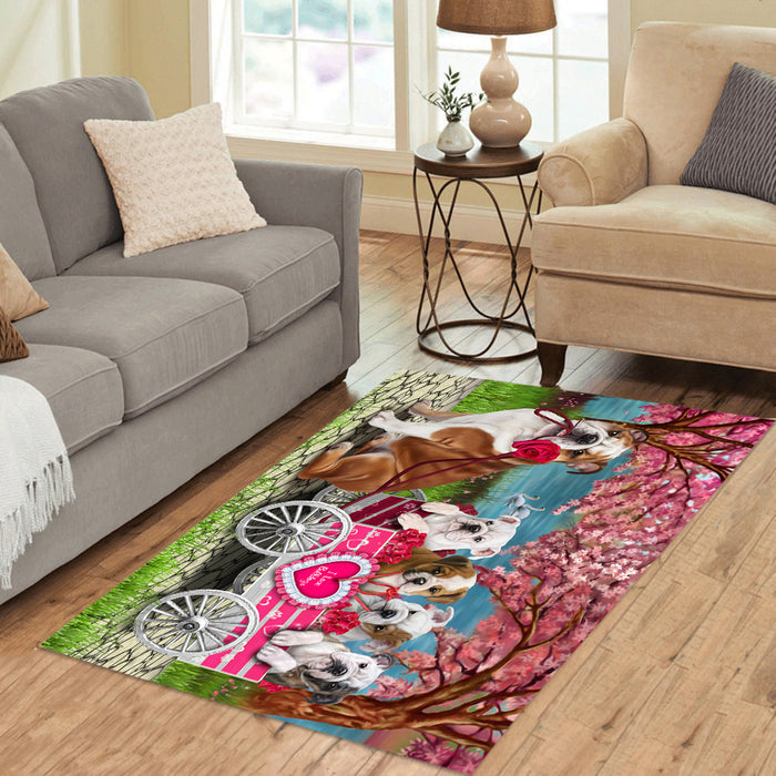 I Love Bulldogs in a Cart Area Rug