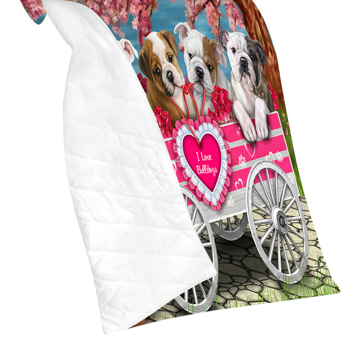 I Love Bulldogs in a Cart Quilt