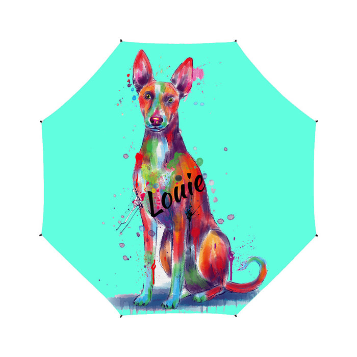 Custom Pet Name Personalized Watercolor Ibizan Hound DogSemi-Automatic Foldable Umbrella