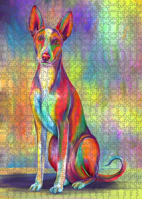 Paradise Wave Ibizan Hound Dog Portrait Jigsaw Puzzle for Adults Animal Interlocking Puzzle Game Unique Gift for Dog Lover's with Metal Tin Box