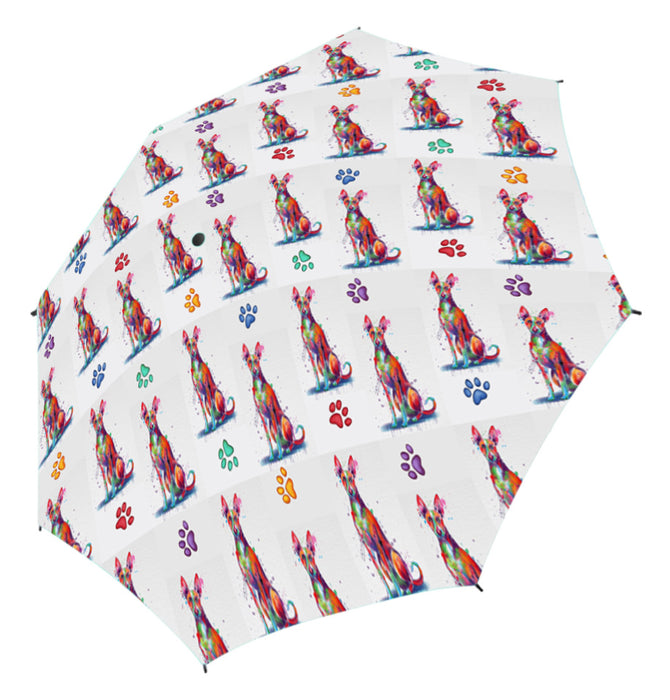 Watercolor Mini Ibizan Hound DogsSemi-Automatic Foldable Umbrella