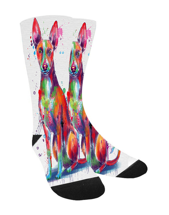 Watercolor Ibizan Hound Dog Women's Casual Socks