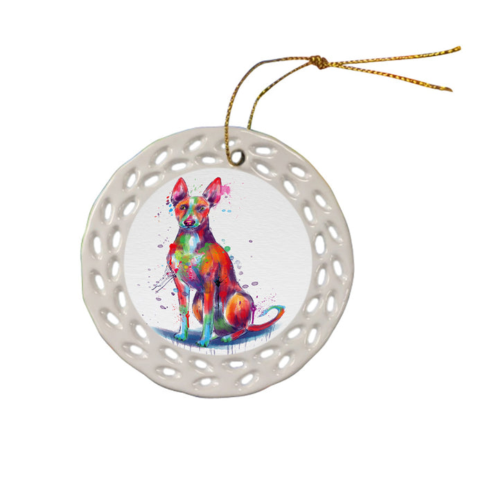 Watercolor Ibizan Hound Dog Doily Ornament DPOR58436