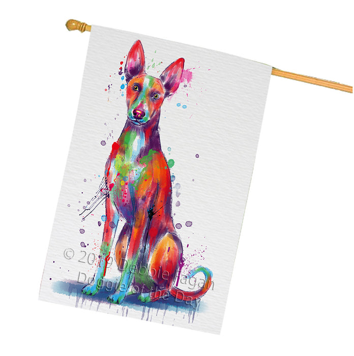 Watercolor Ibizan Hound Dog House Flag FLG66421