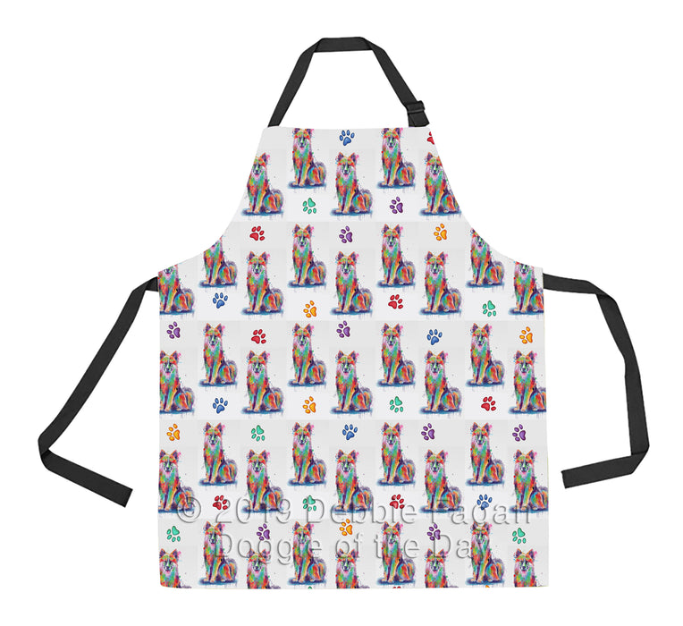 Watercolor Mini Icelandic Sheepdogs Apron