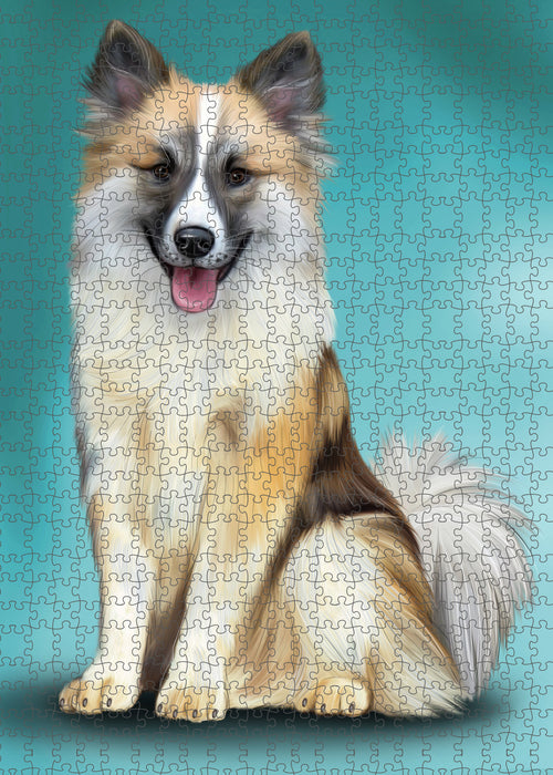 Icelandic Sheepdog Portrait Jigsaw Puzzle for Adults Animal Interlocking Puzzle Game Unique Gift for Dog Lover's with Metal Tin Box