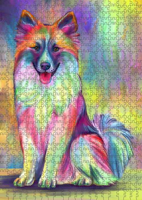Paradise Wave Icelandic Sheepdog Portrait Jigsaw Puzzle for Adults Animal Interlocking Puzzle Game Unique Gift for Dog Lover's with Metal Tin Box