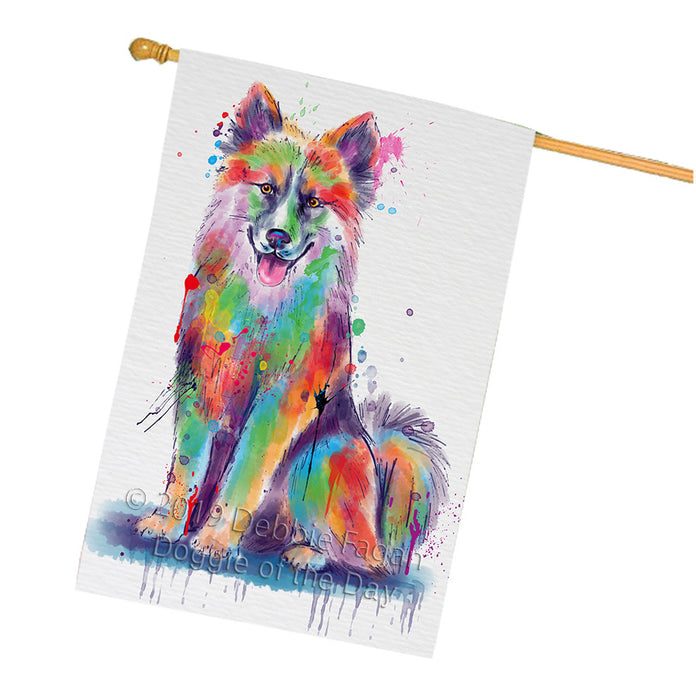 Watercolor Icelandic Sheepdog House Flag FLG66422