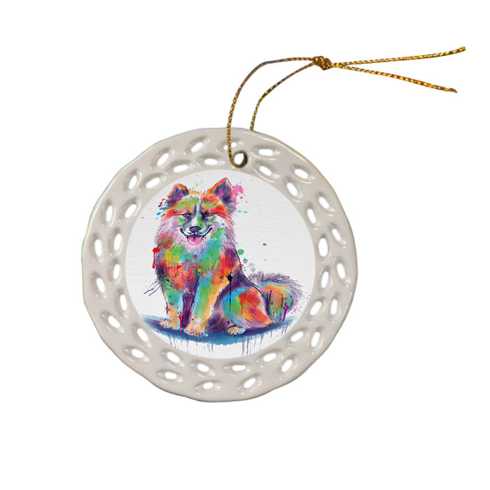 Watercolor Icelandic Sheepdog Doily Ornament DPOR58437