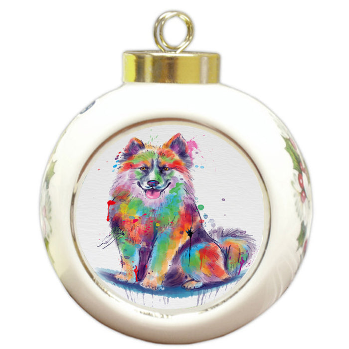Watercolor Icelandic Sheepdog Round Ball Christmas Ornament RBPOR58770