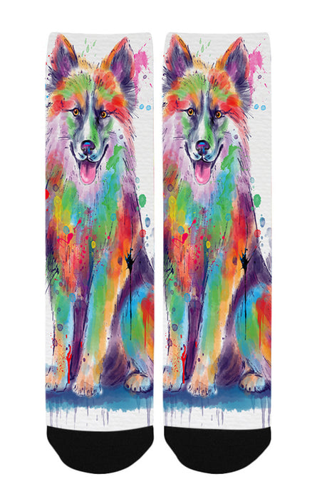 Watercolor Icelandic Sheepdog Women's Casual Socks