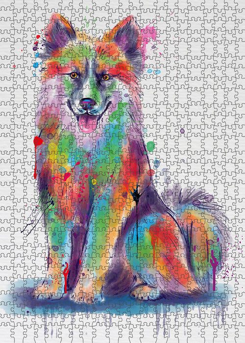 Watercolor Icelandic Sheepdog Portrait Jigsaw Puzzle for Adults Animal Interlocking Puzzle Game Unique Gift for Dog Lover's