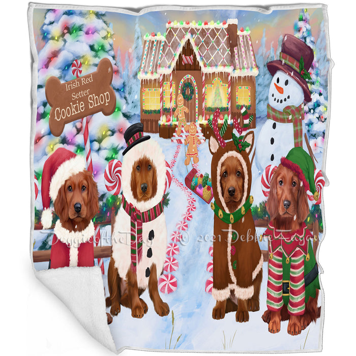 Holiday Gingerbread Cookie Shop Irish Red Setters Dog Blanket BLNKT127083