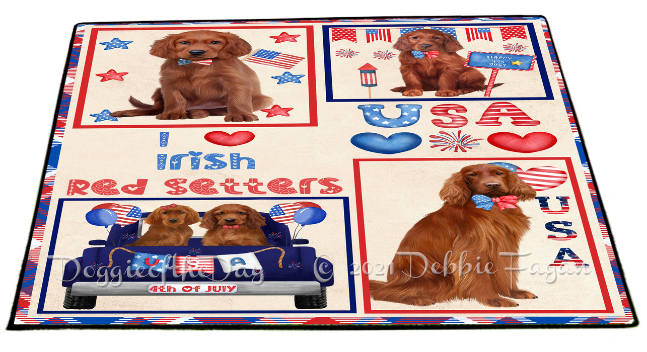 4th of July Independence Day I Love USA Irish Red Setter Dogs Floormat FLMS56233 Floormat FLMS56233