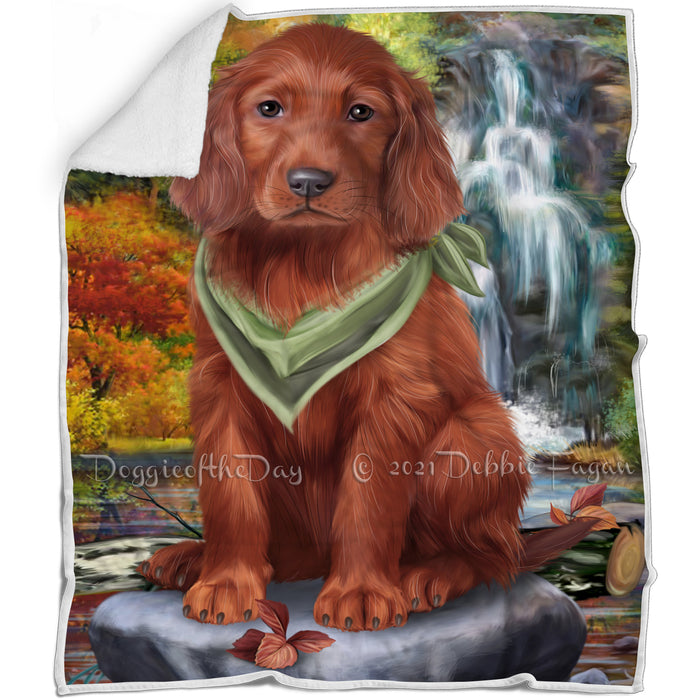 Scenic Waterfall Irish Setter Dog Blanket BLNKT83883