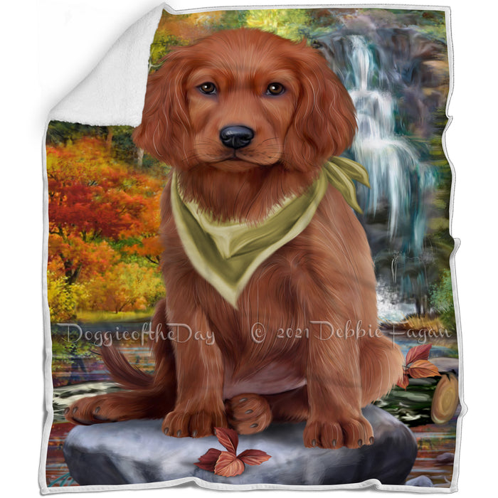 Scenic Waterfall Irish Setter Dog Blanket BLNKT83892