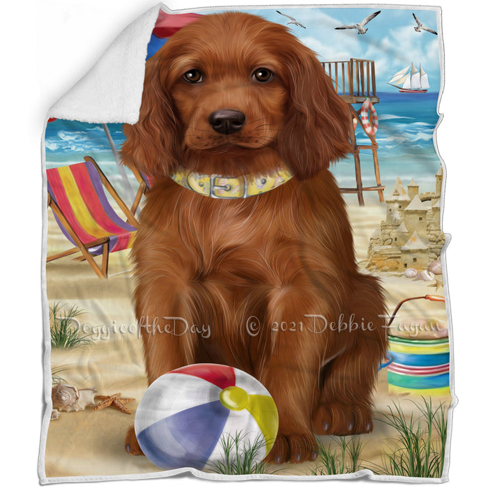 Pet Friendly Beach Irish Setter Dog Blanket BLNKT80949