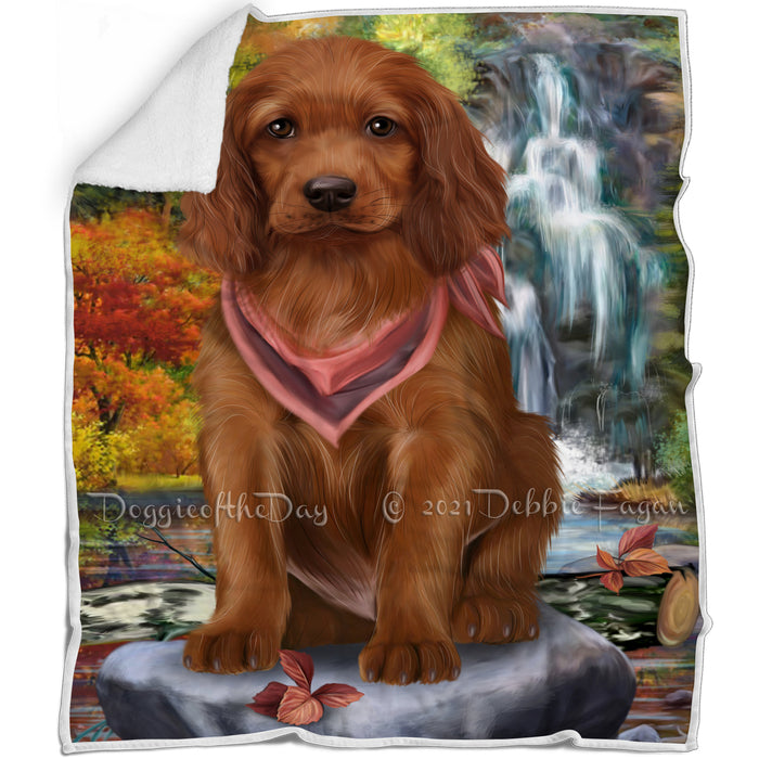 Scenic Waterfall Irish Setter Dog Blanket BLNKT83901