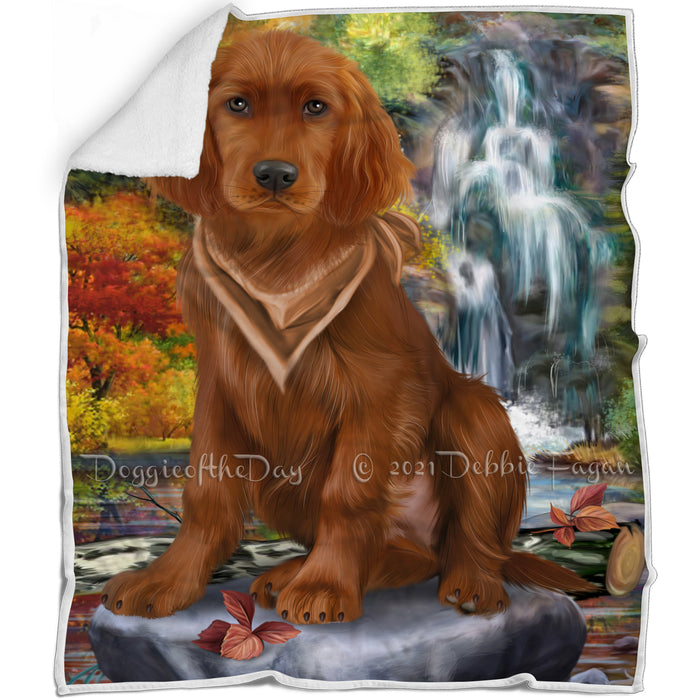 Scenic Waterfall Irish Setter Dog Blanket BLNKT83910