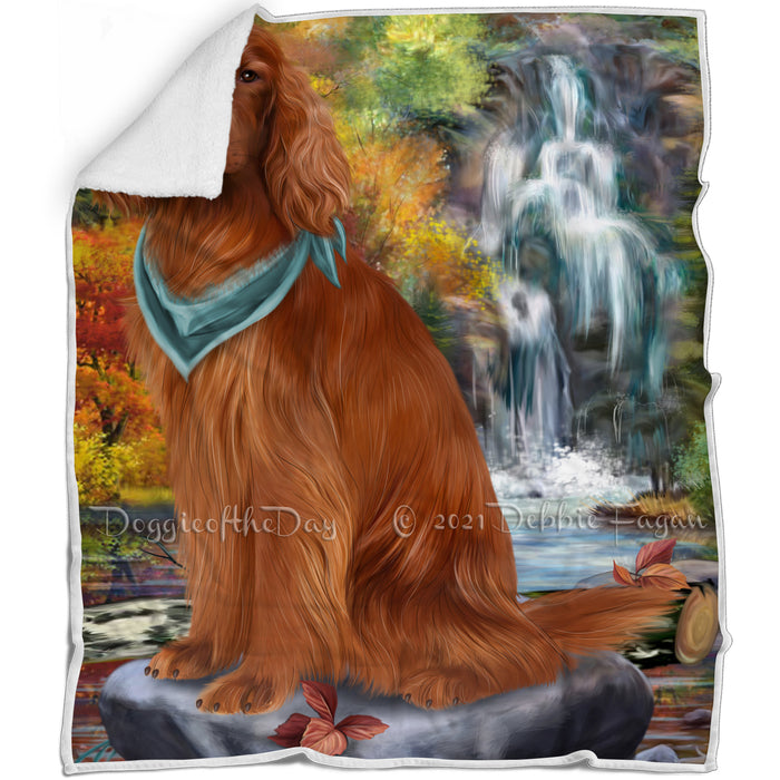 Scenic Waterfall Irish Setter Dog Blanket BLNKT83919