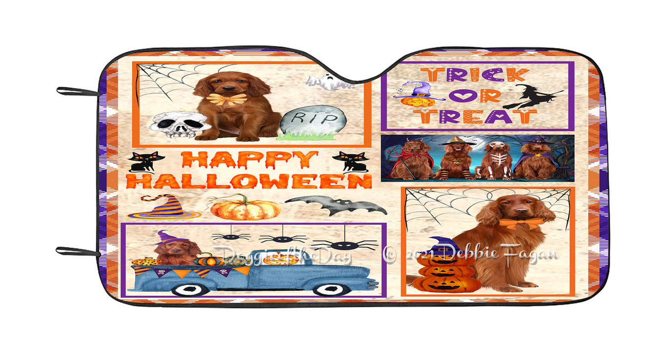 Happy Halloween Trick or Treat Irish Red Setter Dogs Car Sun Shade Cover Curtain