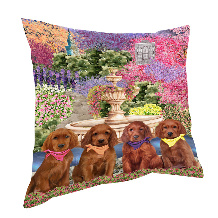 Irish Setter Pillow: Cushion for Sofa Couch Bed Throw Pillows, Personalized, Explore a Variety of Designs, Custom, Pet and Dog Lovers Gift